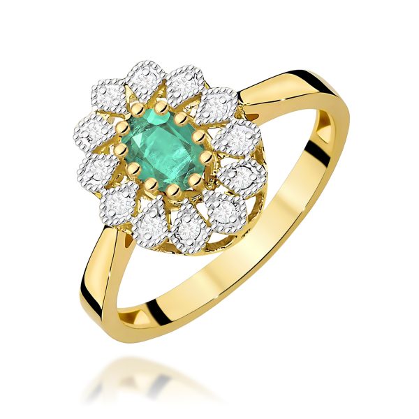 Pierścionek z szmaragdem 0,40 ct W0354 – żółte złoto próby 585
