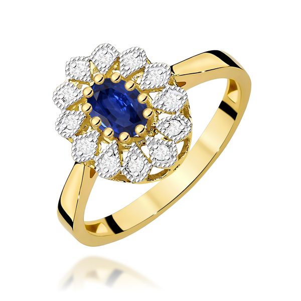 Pierścionek z szafirem 0,70 ct W0354 – żółte złoto próby 585