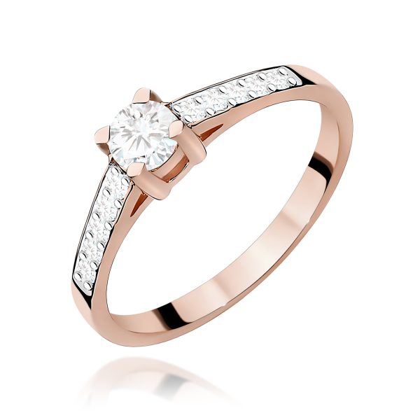 Pierścionek z diamentem 0,45 ct W0364 – różowe złoto próby 585