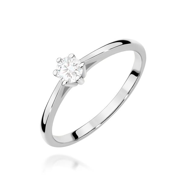Pierścionek z diamentem 0,15 ct W0365 – białe złoto próby 585