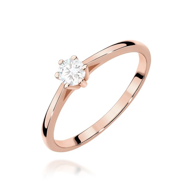 Pierścionek z diamentem 0,15 ct W0365 – różowe złoto próby 585