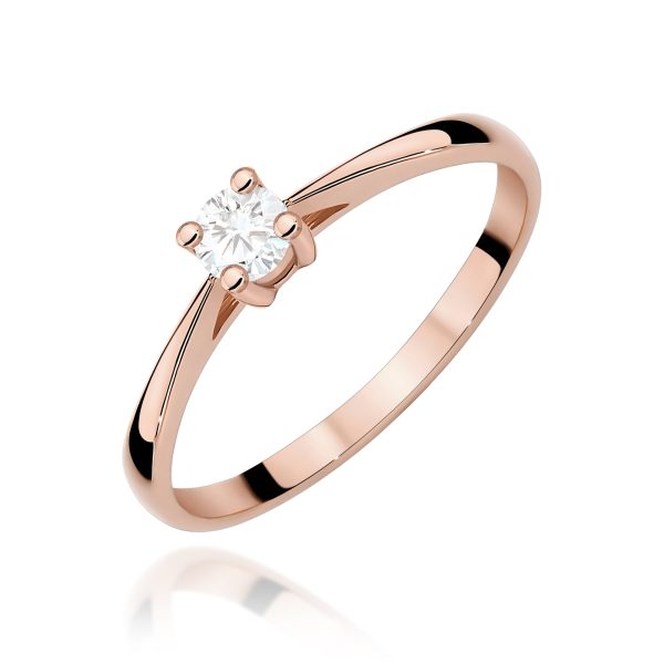 Pierścionek z diamentem 0,15 ct W0367 – różowe złoto próby 585