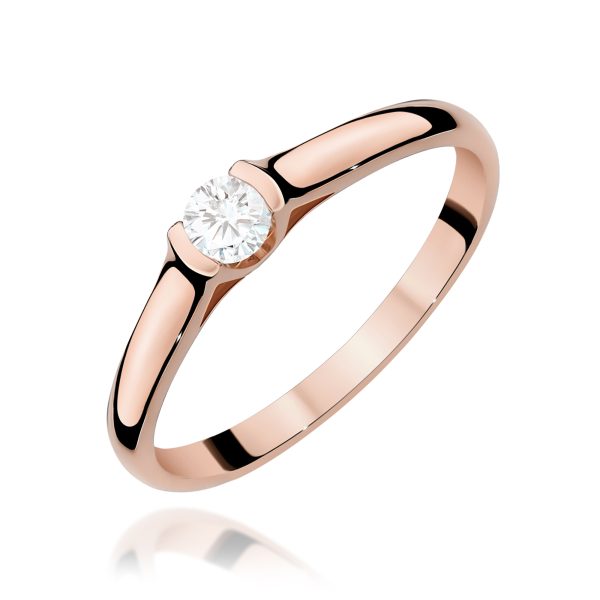 Pierścionek z diamentem 0,15 ct W0369 – różowe złoto próby 585