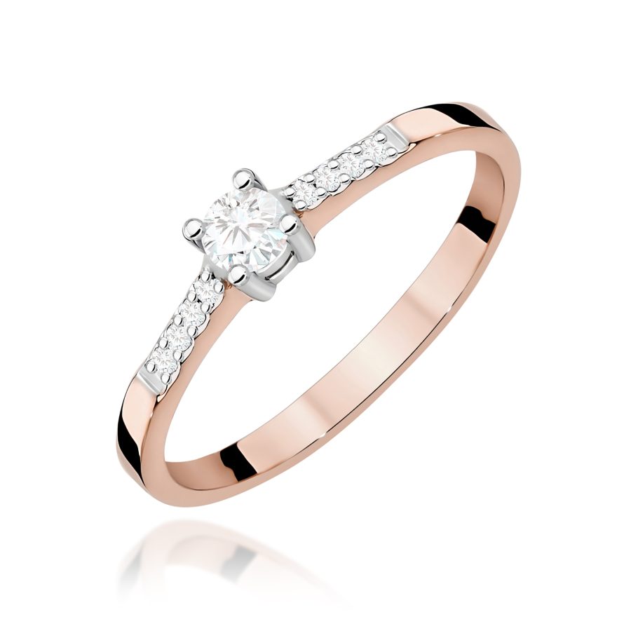 Pierścionek z diamentem 0,22 ct – różowe złoto próby 585 · W382