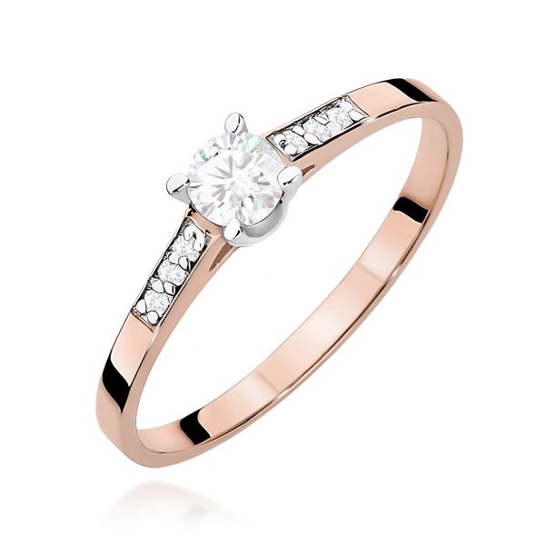 Pierścionek z diamentem 0,21 ct W0399 – różowe złoto próby 585