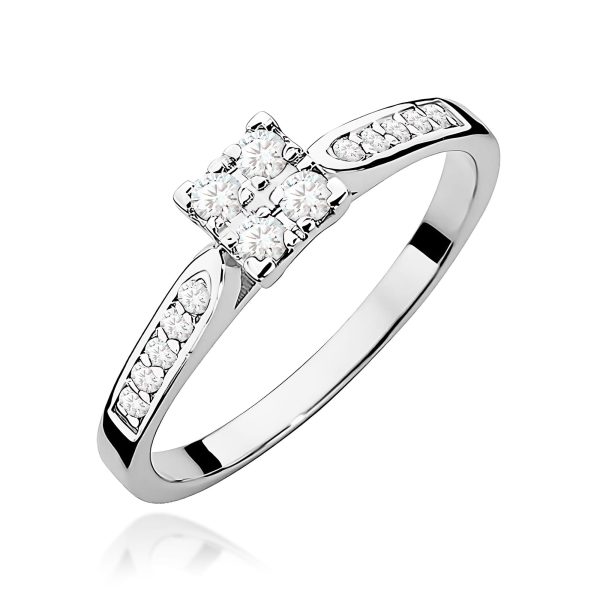 Pierścionek z diamentami 0,17 ct W0402 – białe złoto próby 585