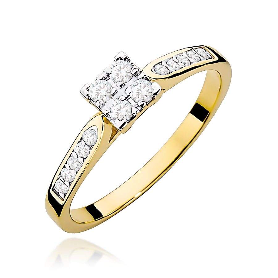 Pierścionek z diamentami 0,17 ct W0402 – żółte złoto próby 585 · W402