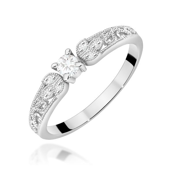 Pierścionek z diamentem 0,13 ct W0411 – białe złoto próby 585