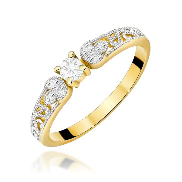 Pierścionek z kamieniem diament laboratoryjny 0,13 ct W0411 – żółte złoto próby 585