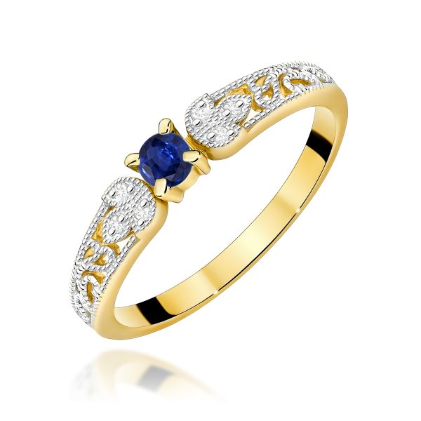 Pierścionek z szafirem 0,15 ct W0411 – żółte złoto próby 585