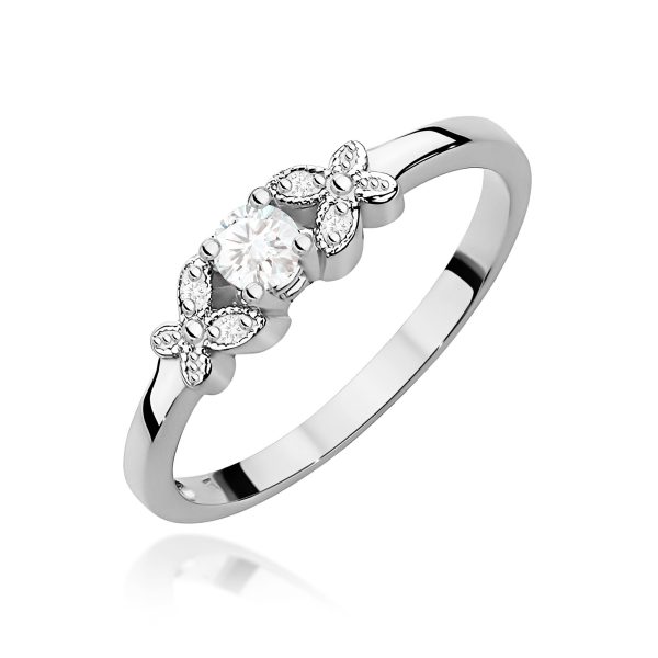 Pierścionek z diamentem 0,12 ct W0414 – białe złoto próby 585
