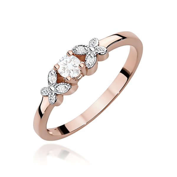 Pierścionek z diamentem 0,12 ct W0414 – różowe złoto próby 585