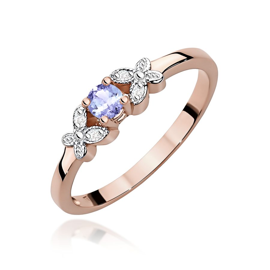 Pierścionek z tanzanitem 0,15 ct i diamentami · W414