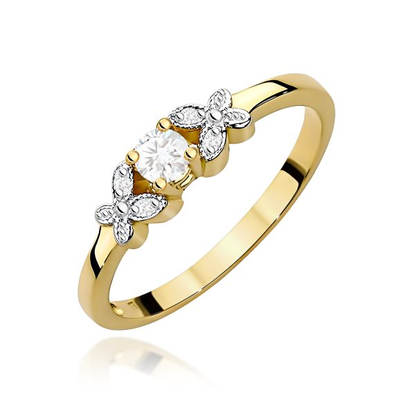 Pierścionek z diamentem 0,12 ct W0414 – żółte złoto próby 585