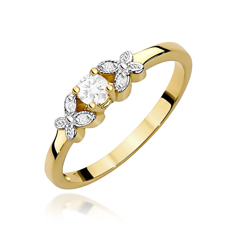 Pierścionek z diamentem 0,12 ct W0414 – żółte złoto próby 585 · W414