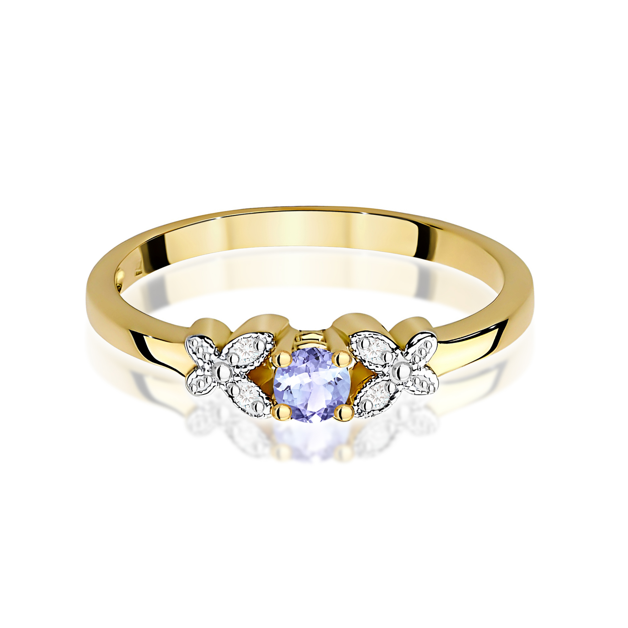 Ring in yellow gold with tanzanite and diamonds – product image 3