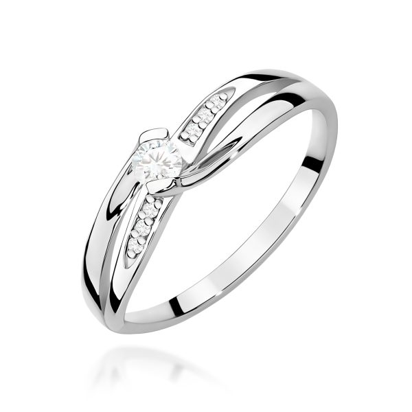 Pierścionek z diamentem 0,13 ct W0415 – białe złoto próby 585
