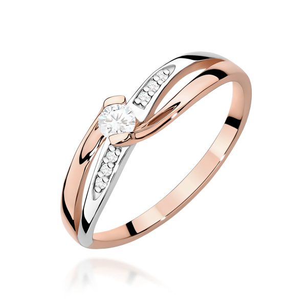 Pierścionek z diamentem 0,13 ct W0415 – różowe złoto próby 585