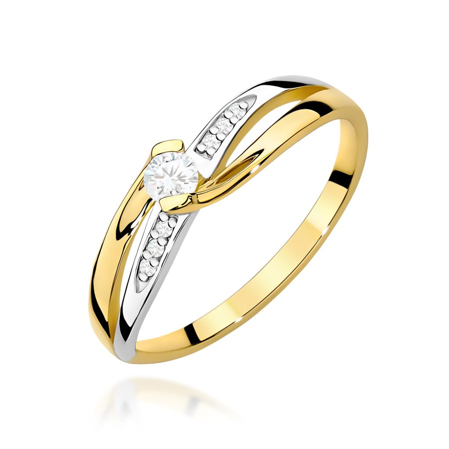 Pierścionek z diamentem 0,13 ct W0415 – żółte złoto próby 585 · W415