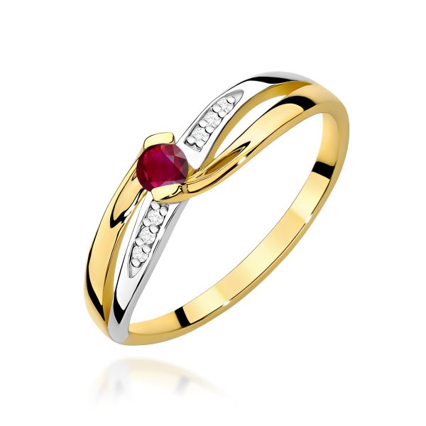 Pierścionek z rubinem 0,15 ct W0415 – żółte złoto próby 585