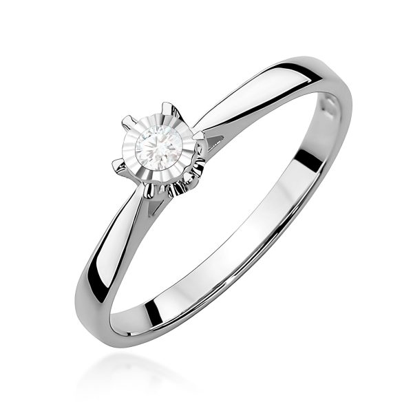 Pierścionek z diamentem 0,05 ct W0426 – białe złoto próby 585
