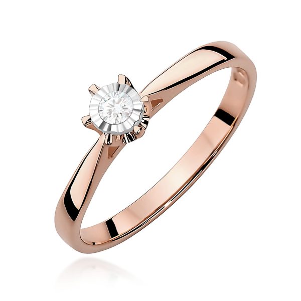 Pierścionek z diamentem 0,05 ct W0426 – różowe złoto próby 585