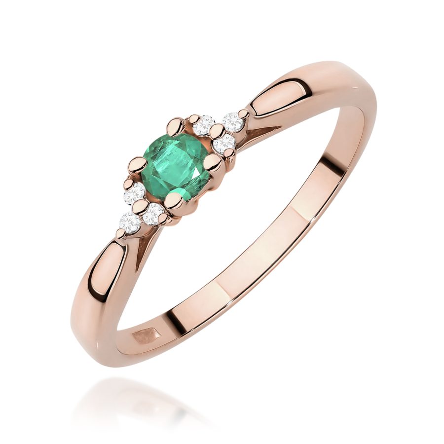 Pierścionek ze szmaragdem i diamentami 0,15 ct · W428