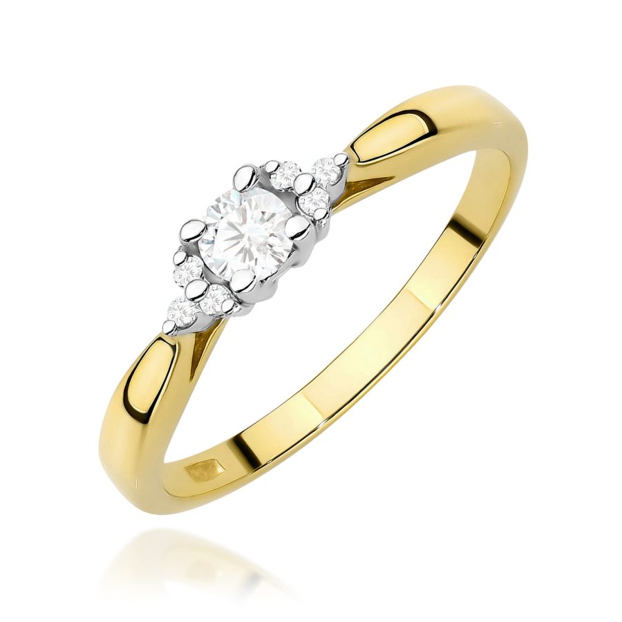 Pierścionek z diamentem 0,13 ct W0428 – żółte złoto próby 585 · W428
