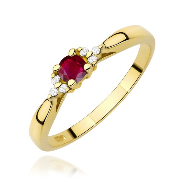 Pierścionek z rubinem 0,15 ct W0428 – żółte złoto próby 585