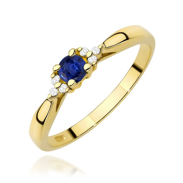 Pierścionek z szafirem 0,15 ct W0428 – żółte złoto próby 585