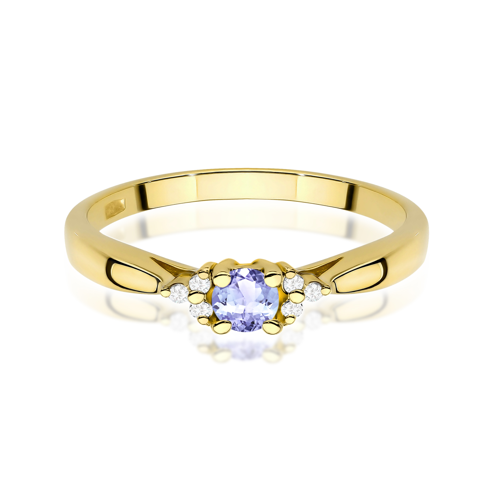 Ring in yellow gold with tanzanite and diamonds – product image 3