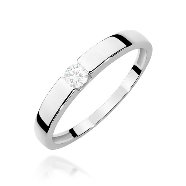 Pierścionek z diamentem 0,12 ct W0432 – białe złoto próby 585