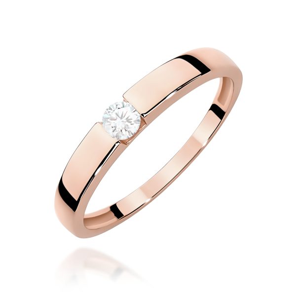 Pierścionek z diamentem 0,12 ct W0432 – różowe złoto próby 585