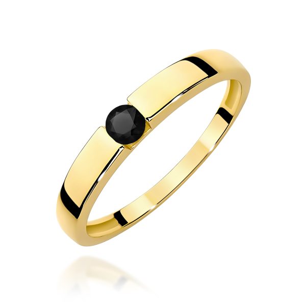 Pierścionek z czarnym diamentem 0,12 ct W0432 – żółte złoto próby 585