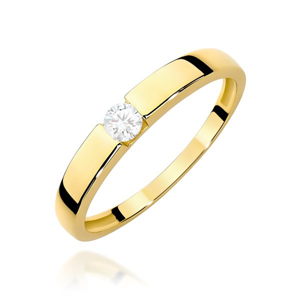 Pierścionek z diamentem 0,12 ct W0432 – żółte złoto próby 585