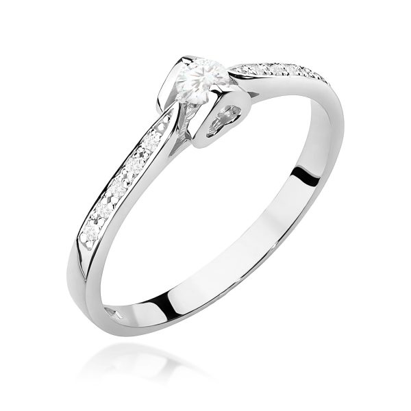Pierścionek z diamentem 0,15 ct W0435 – białe złoto próby 585