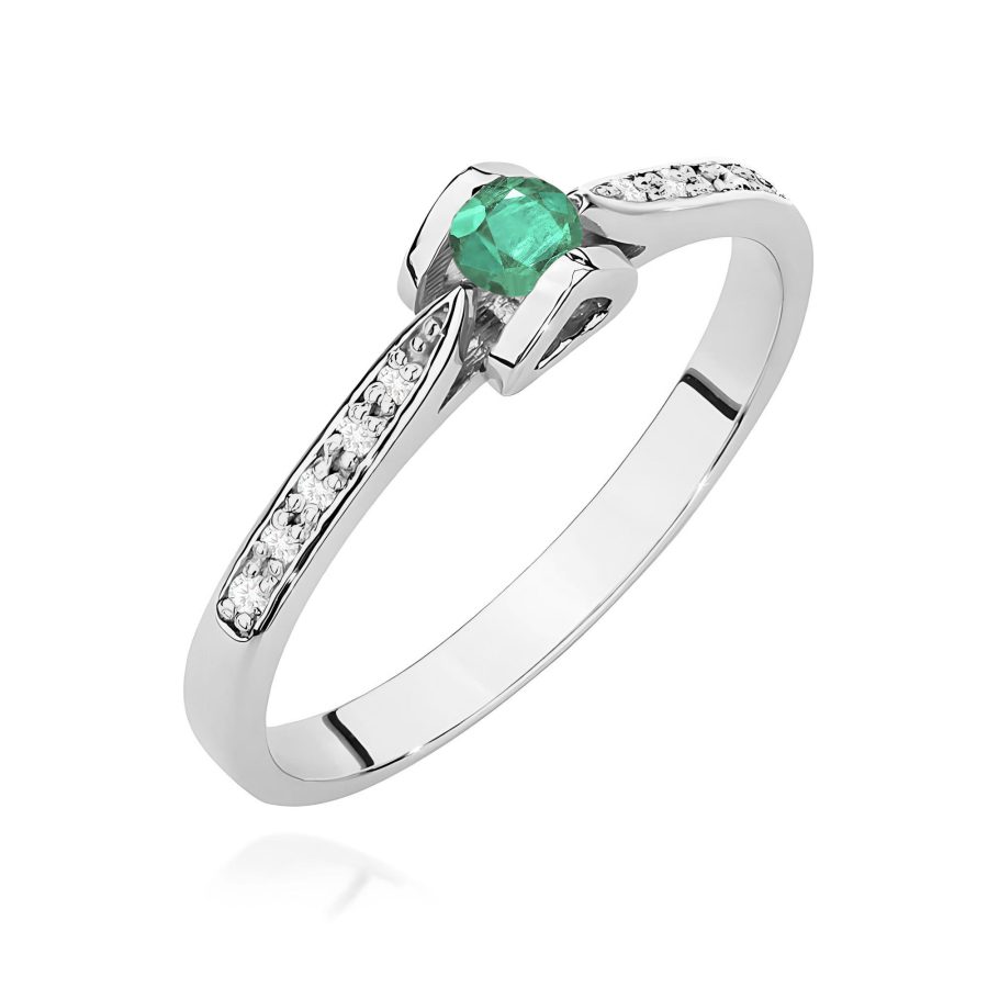 Pierścionek ze szmaragdem i diamentami · W0435
