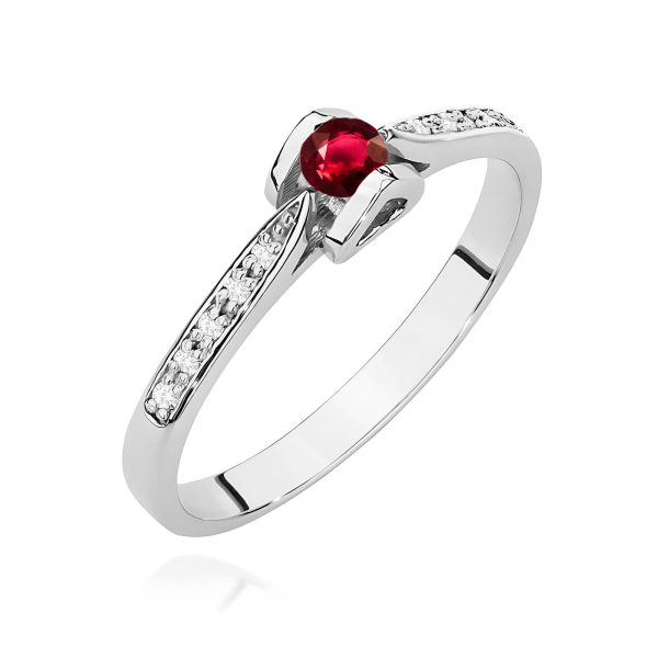 Pierścionek z rubinem 0,15 ct W0435 – białe złoto próby 585