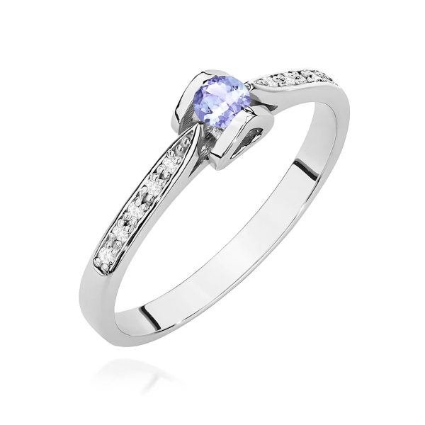 Pierścionek z tanzanitem 0,15 ct W0435 – białe złoto próby 585