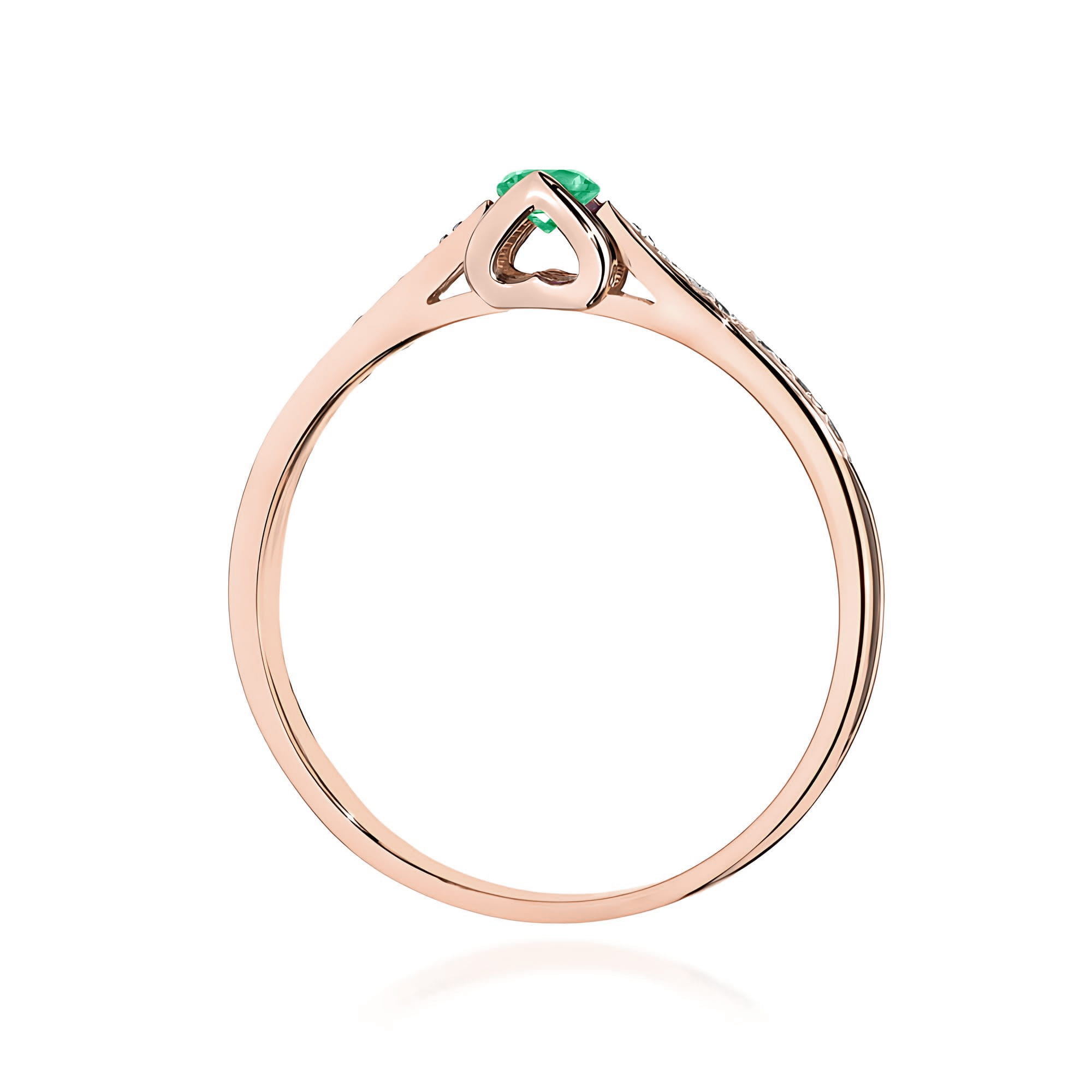 Ring with emerald and diamonds – rose gold – product image 4
