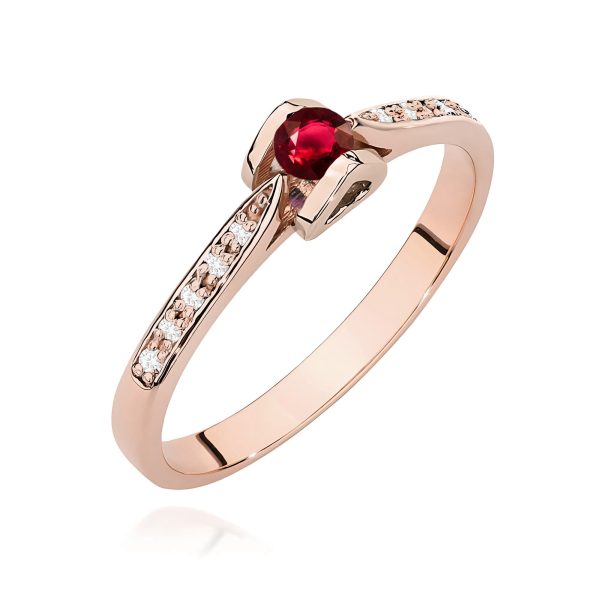 Pierścionek z rubinem 0,15 ct W0435 – różowe złoto próby 585