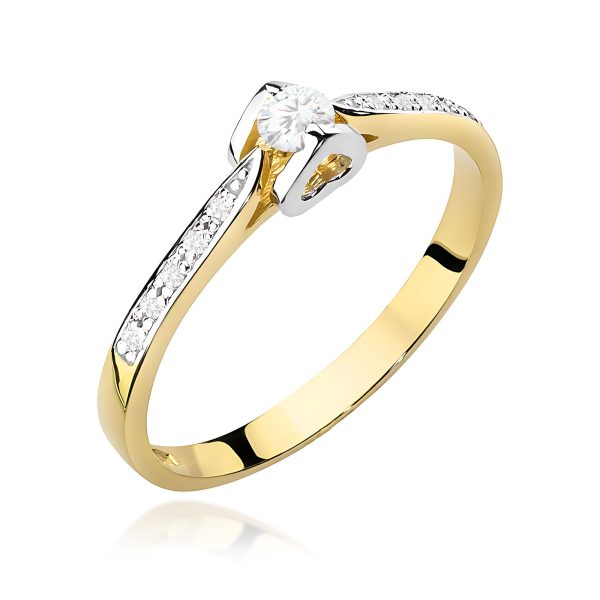 Pierścionek z diamentem 0,15 ct W0435 – żółte złoto próby 585