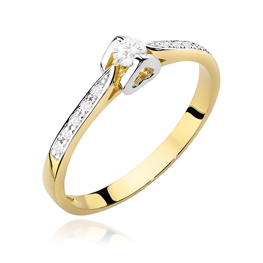 Pierścionek z diamentem 0,15 ct W0435 – żółte złoto próby 585 · W435
