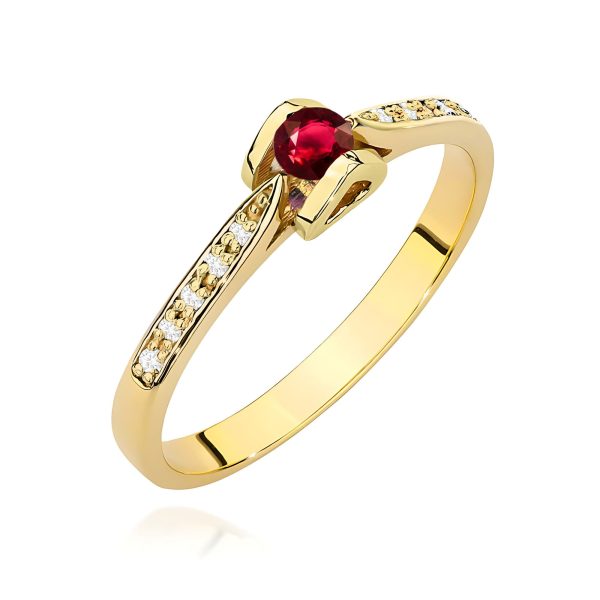 Pierścionek z rubinem 0,15 ct W0435 – żółte złoto próby 585
