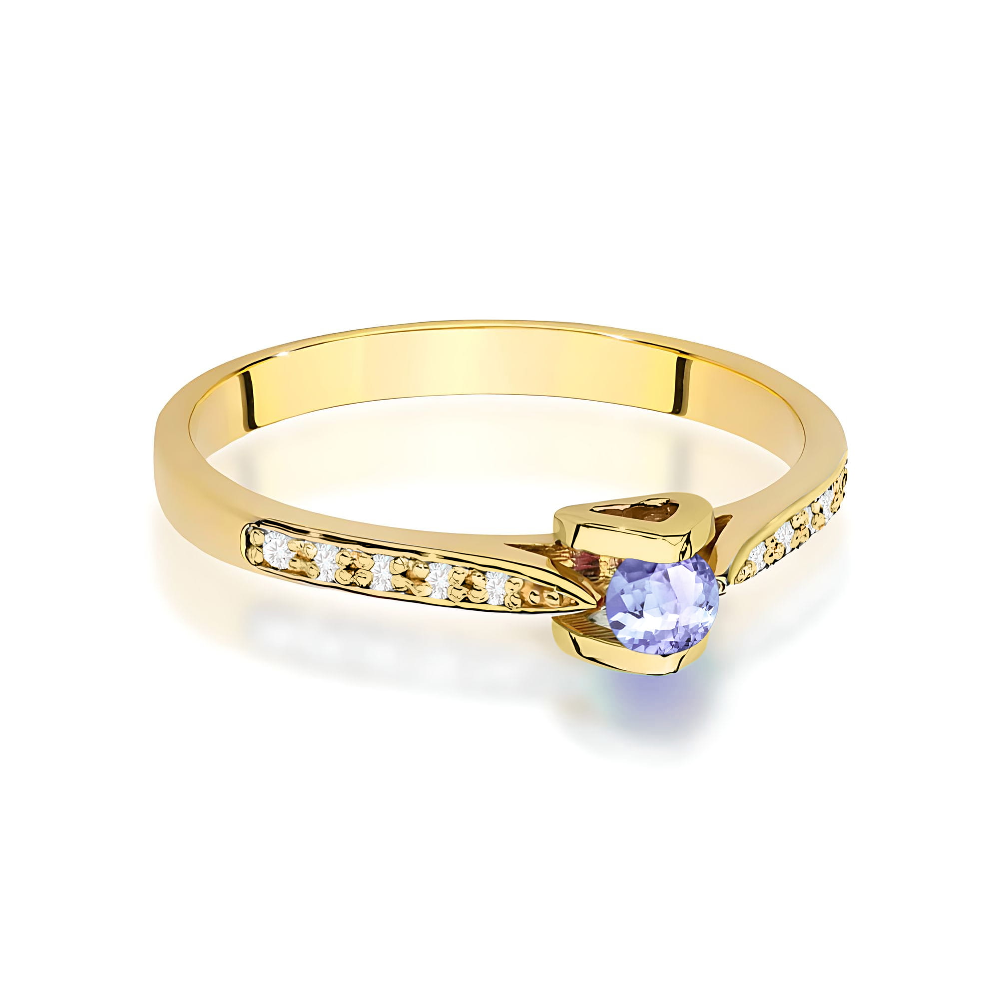 Ring with round tanzanite and diamonds – product image 3