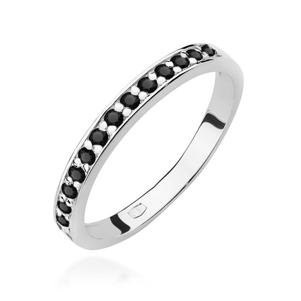 Pierścionek z czarnymi diamentami 0,20 ct W0446 – białe złoto próby 585