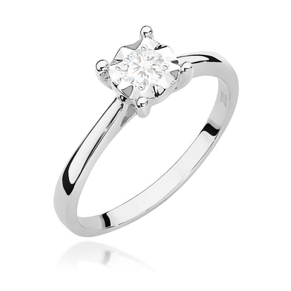 Pierścionek z diamentem 0,20 ct W0447 – białe złoto próby 585