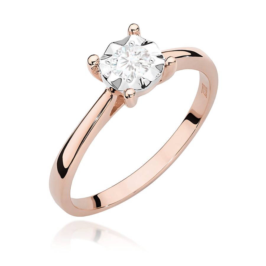 Ring with a lab-grown diamond 0,20 ct in rose gold