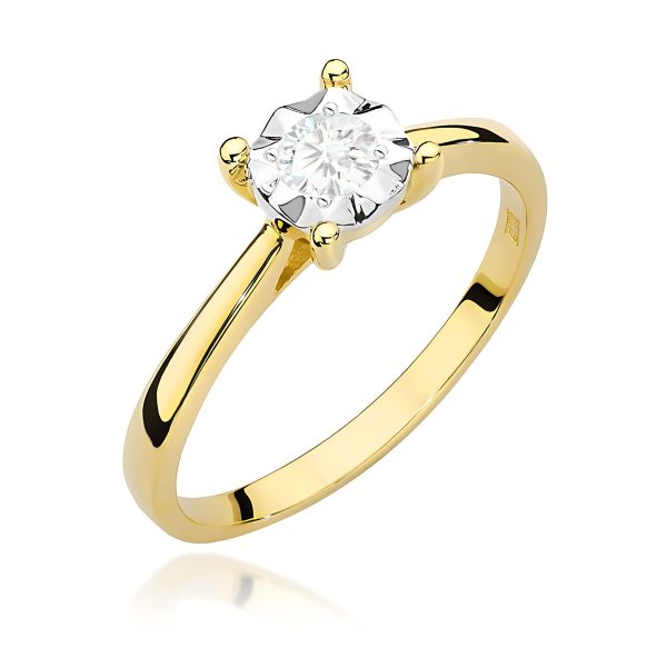 Pierścionek z diamentem 0,20 ct W0447 – żółte złoto próby 585