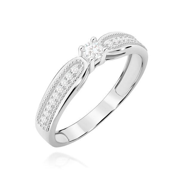 Pierścionek z diamentem 0,17 ct W0449 – białe złoto próby 585